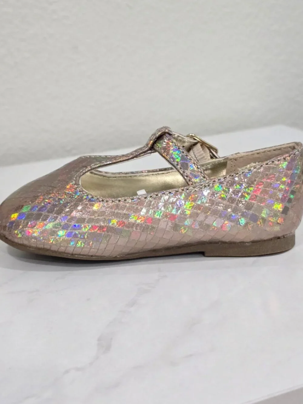 The Children’s Place ✦ Rose Gold Glitter Shoes ✦ Iridescent Buckle Closure 4 NWT